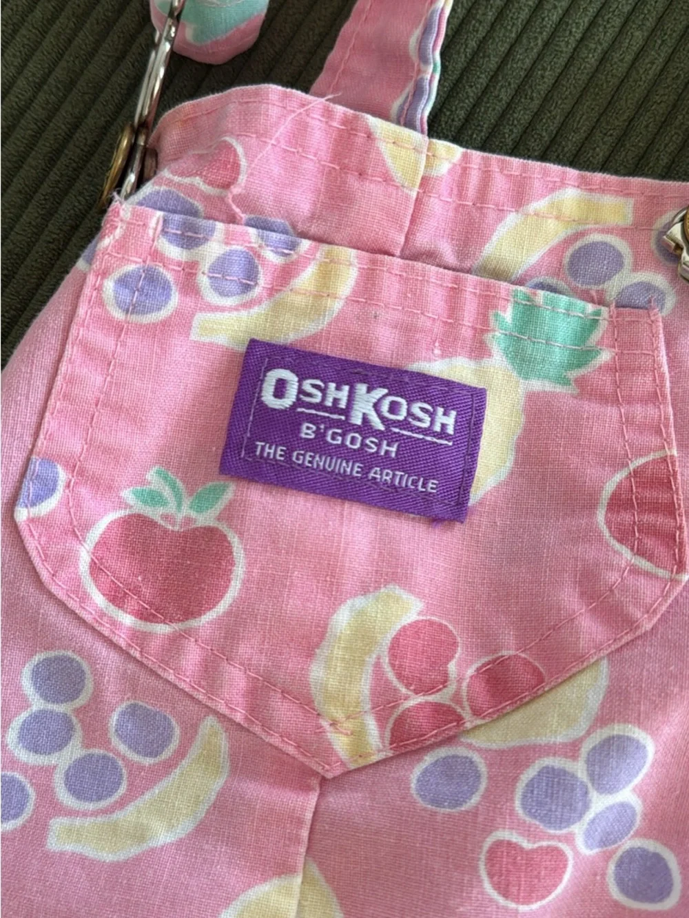 Vintage 90s Girls OshKosh Fruit Vestbak Overalls Size 6